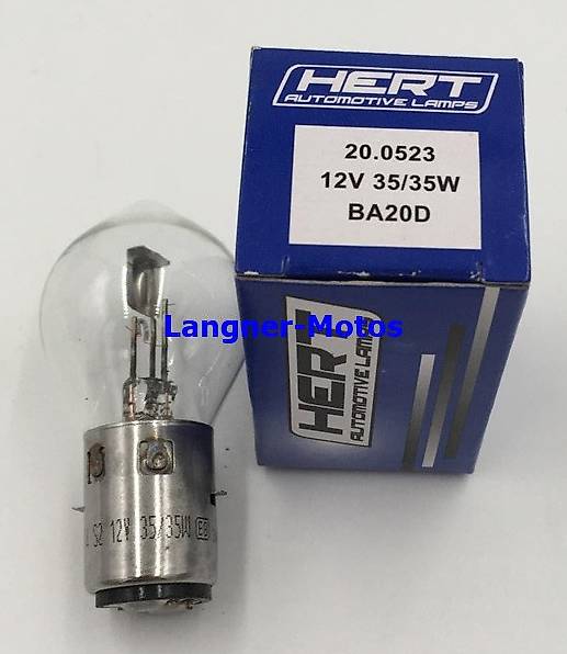 Glühlampe Birne Hert BA20d 12 Volt 35/35 Watt klar univers.