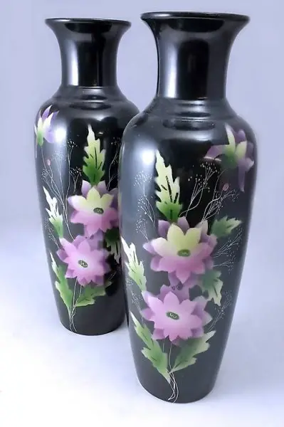  Elegantes, schwarzes Vasen-Paar