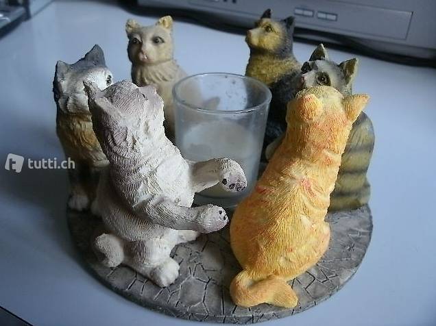 Windlicht mit 6 Katzen