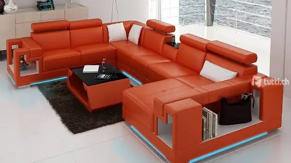  LEDERSOFA COUCH WOHNLANDSCHAFT U-FORM MODERN SOFA K 5001