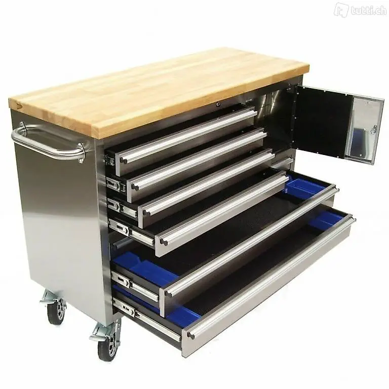  NEU Edelstahl Werkstattwagen 7 Schubladen