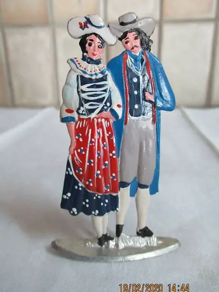  Zinnfigur, Zinn Trachten, Trachtenpaar, Schweizer Trachten?
