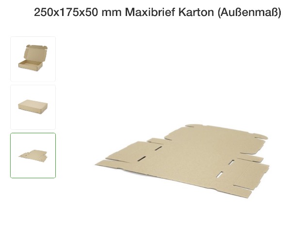 10 Stück 250x175x50 mm Maxibrief Karton (Aussenmass)