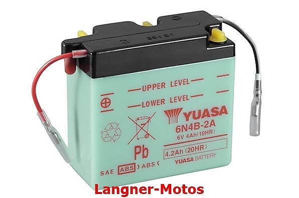 6N4B-2A Yuasa Motorrad Batterie 6V 4AH 6N4B-2A Yamaha DT 80