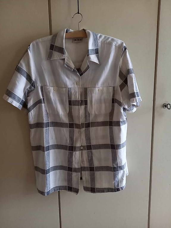 Damenbluse MIRA weiss/grau Gr. 46