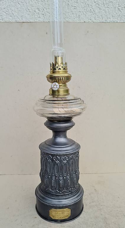 Sehr seltene Petroleumlampe, Lampe Moderateur um 1900