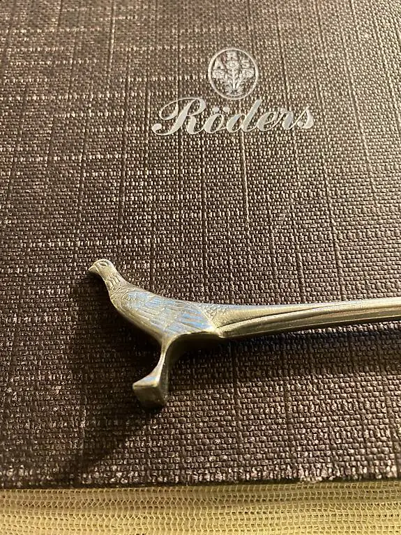 6 Messerbänkli versilbert in Form von Fasanen von Röders