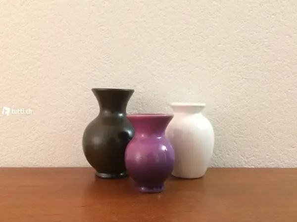 3x kleine mid century Keramikvase Ziervase 50-er 60-er retro