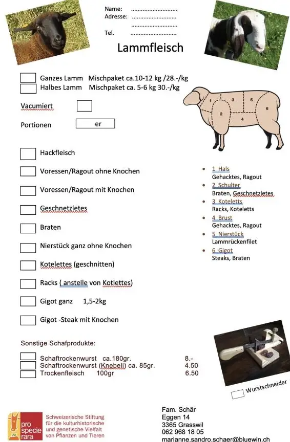 Lammfleisch direkt ab Hof zu verkaufen