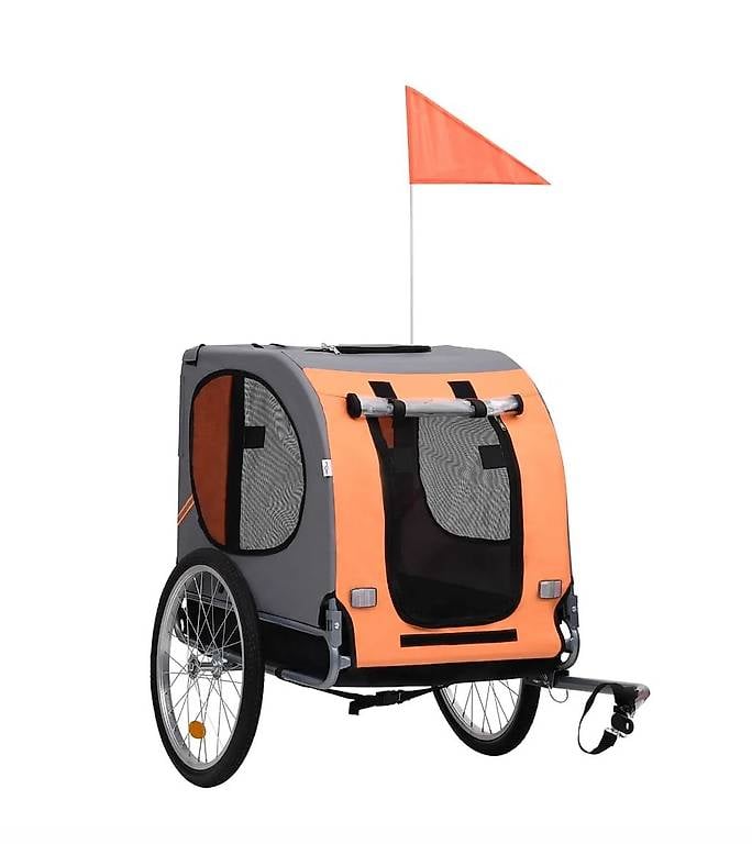 Fahrradanhänger für Hunde Orange und Grau