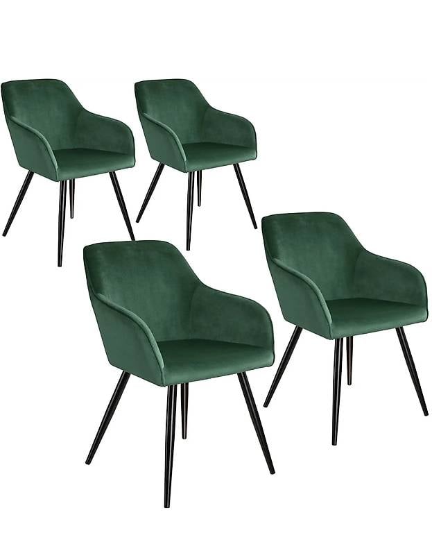 4er Set Stuhl Marilyn dunkelgrün/schwarz