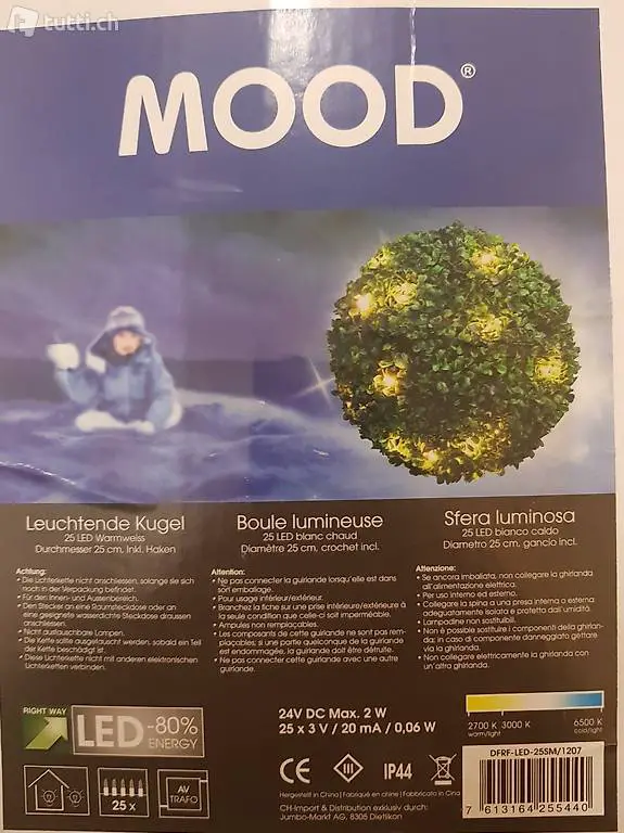 Buchs (künstlich) mit 25 warmweissen LEDs für Aussenbereich