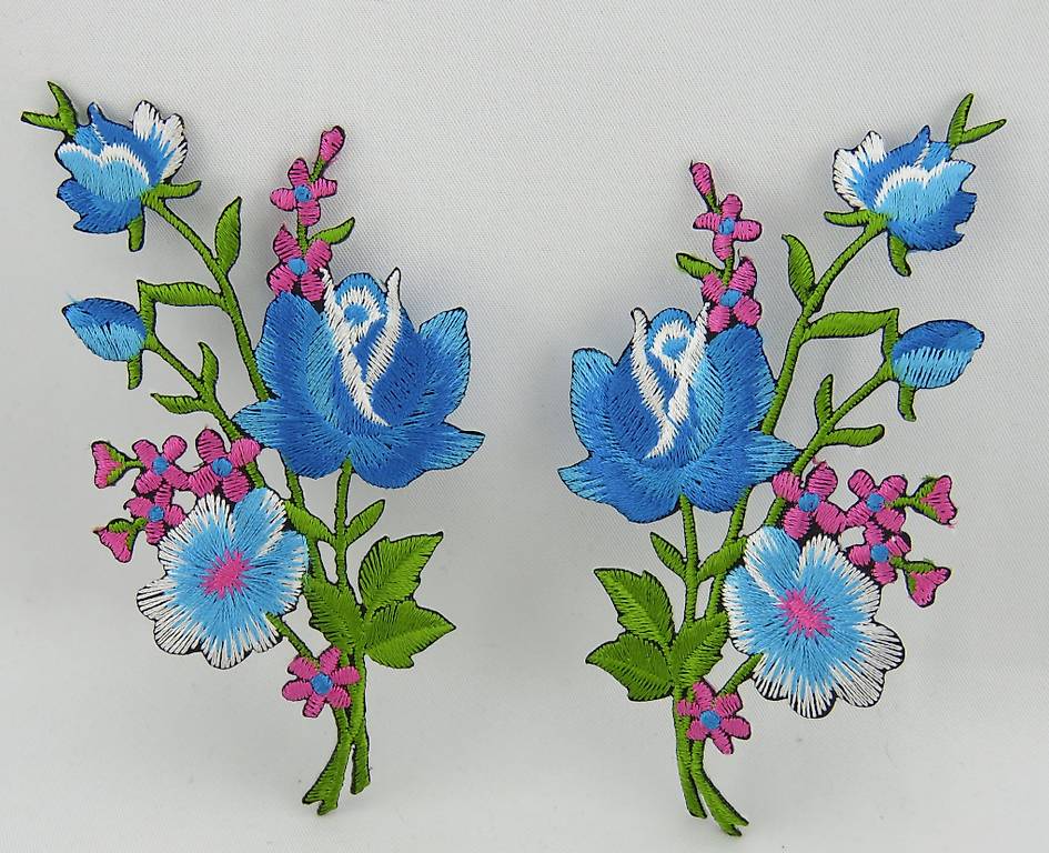 BLUMEN - Aufnäher - Aufbügler - Stickerei - Neu - 11,5 x 6cm