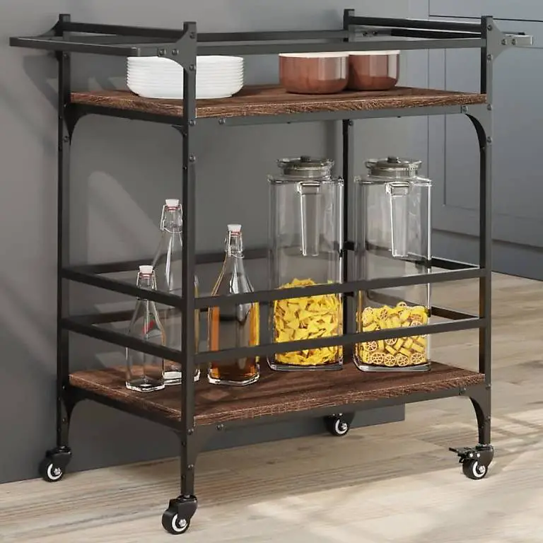 Küchenwagen Braun Eichen-Optik 82x40x78,5 cm Holzwerkst