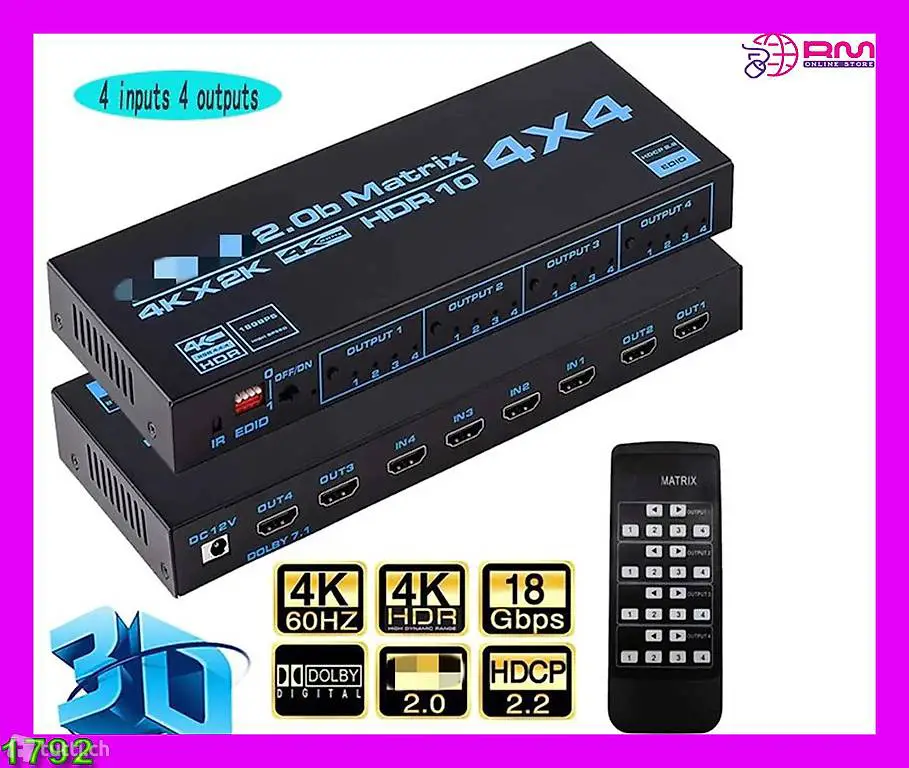  HDMI-Splitter 4x4, 4K Matrix