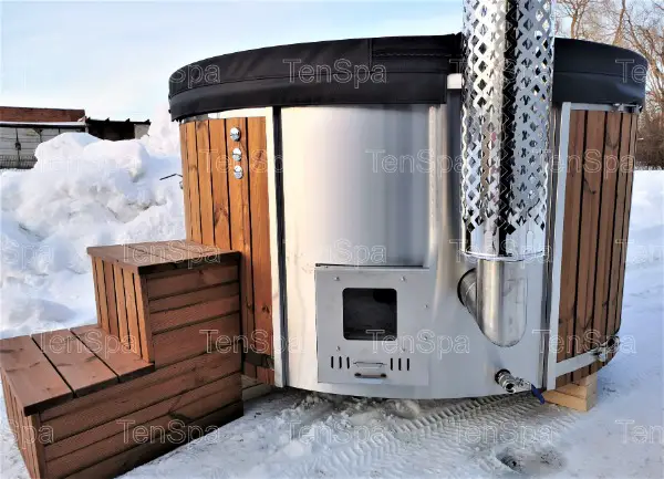 6-8 Personen Badefass aus GfK integr. Ofen Whirlpool Badetonne