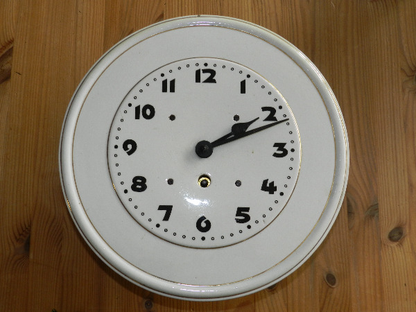 antike Küchenuhr, Wanduhr, Emaille