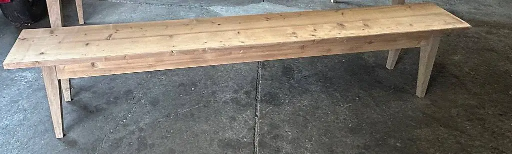 Bank, Tanne Holzbank Biedermeierstil, Länge: 249 cm Sitzbank