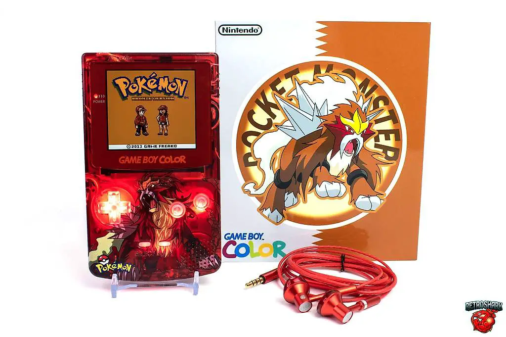 GameBoy Color IPS Pokémon Entei Edition with LED Buttons