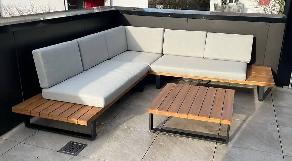 Gartenlounge Metall/Holz 3-tlg LIVIQUE