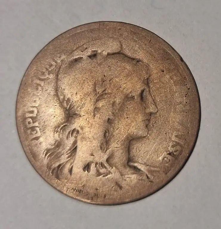 Sehr alte Münze, 5 centimes, 1900, Frankreich