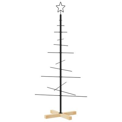  vidaXL Weihnachtsbaum Metall mit Holzständer Schwarz 120 cm