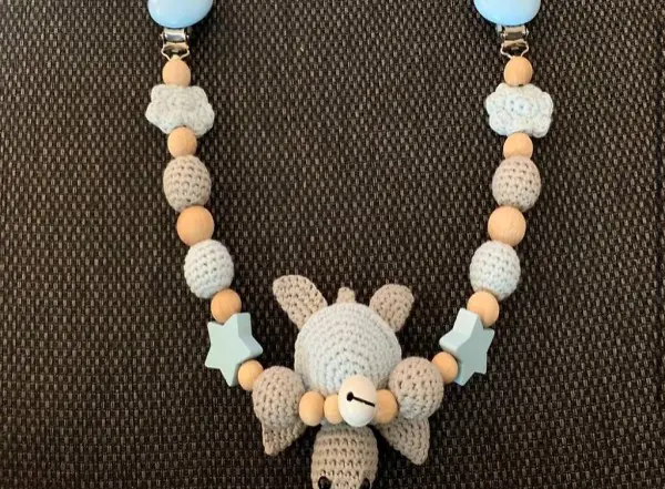 Kinderwagenkette Schildkröte hellblau