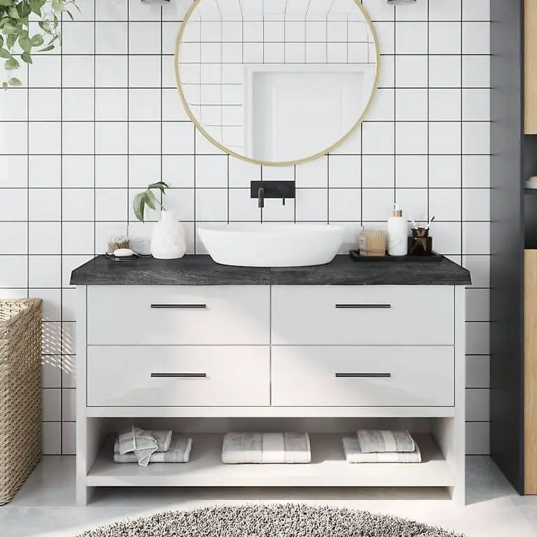 Waschtischplatte Dunkelbraun 140x30x (2-6) cm Massivholz