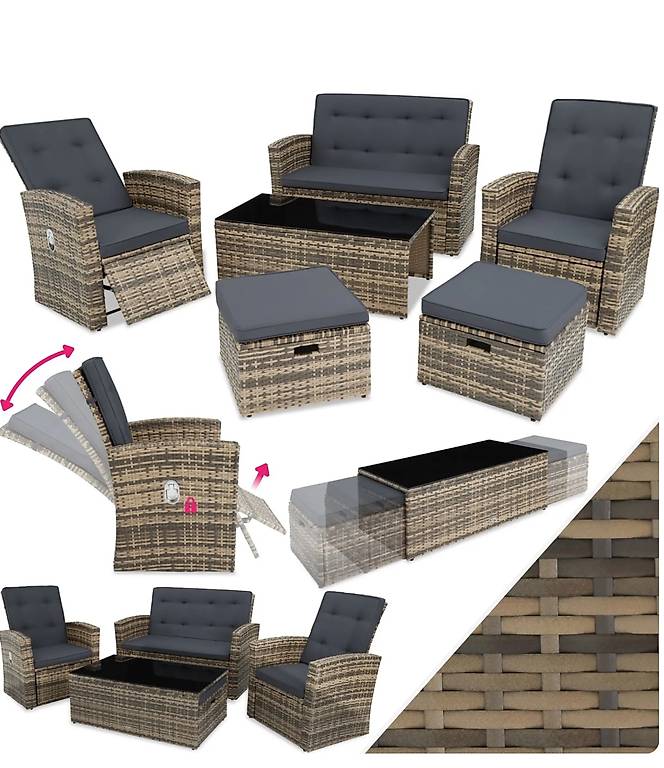 Rattan Lounge Bari natur