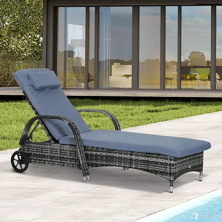  Gartenliege Sonnenliege Rattanliege Gartenmöbel Liege mobil