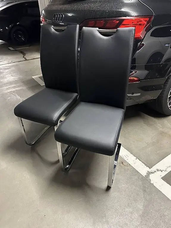 Kunstleder Stühle Schwarz 2 Stück