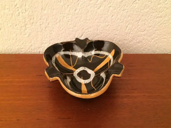 Scheurich mid century Ascher Aschenbecher schwarz gelb