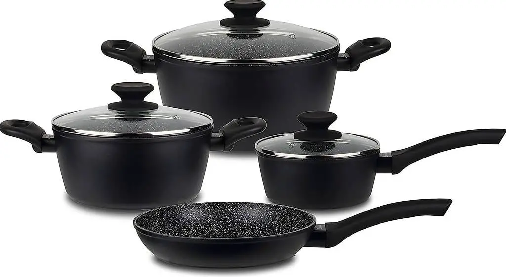 Linnuo Topfset Topf Pfannenset 7tlg - 3 Töpfe mit Glasdeckel