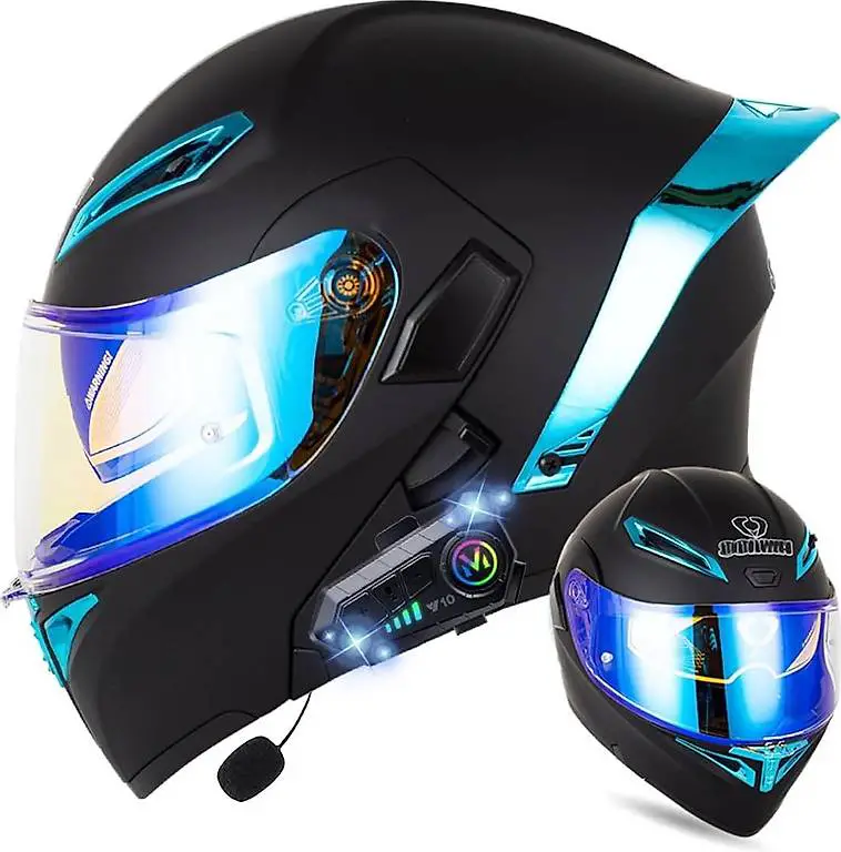RQTEUYE Klapphelm mit Bluetooth, Bluetooth Integralhelm Moto