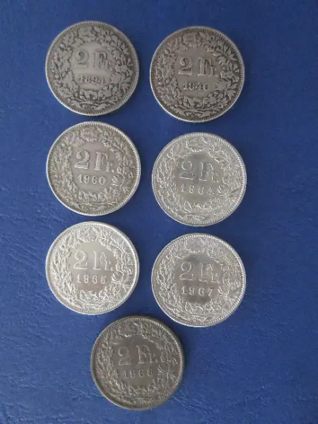 Münzen 2-Franken, Silber