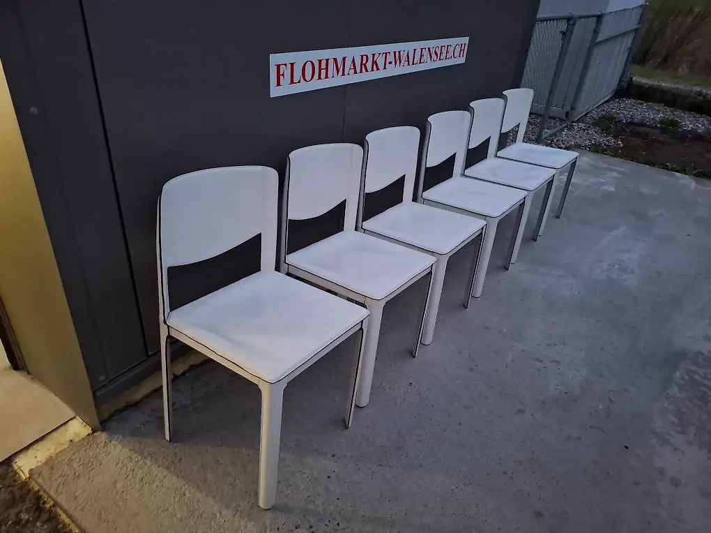 6 Stk 80-er Jahr Vintage Esszimmer Lederstuhl Matteo Grassi