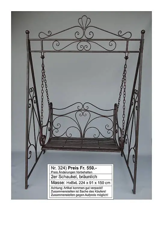 2er Schaukel, braun, Metall, Garten, antik look