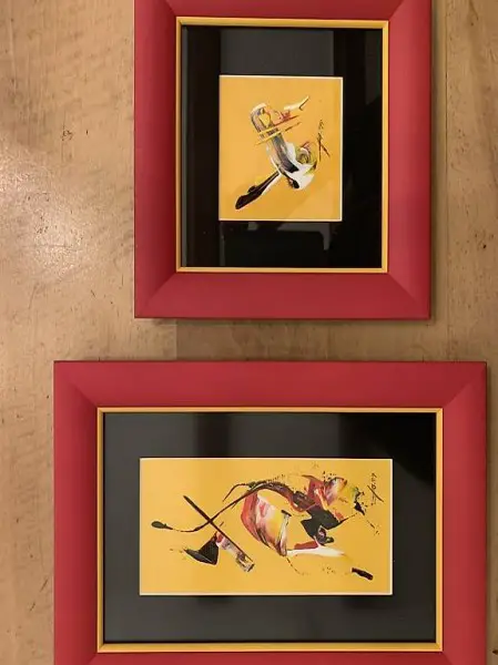 original Acryl Bilder rot gelb schwarz v. 1999, Künstler H.G