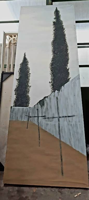 Kulisse Friedhof aus einem Theater