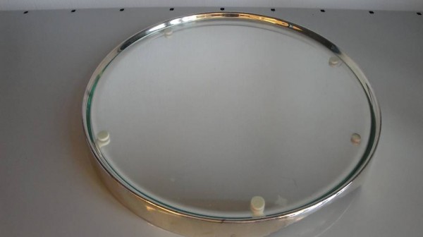  Käseplatte / Aufschnittplatte mit Glaseinsatz, versilbert