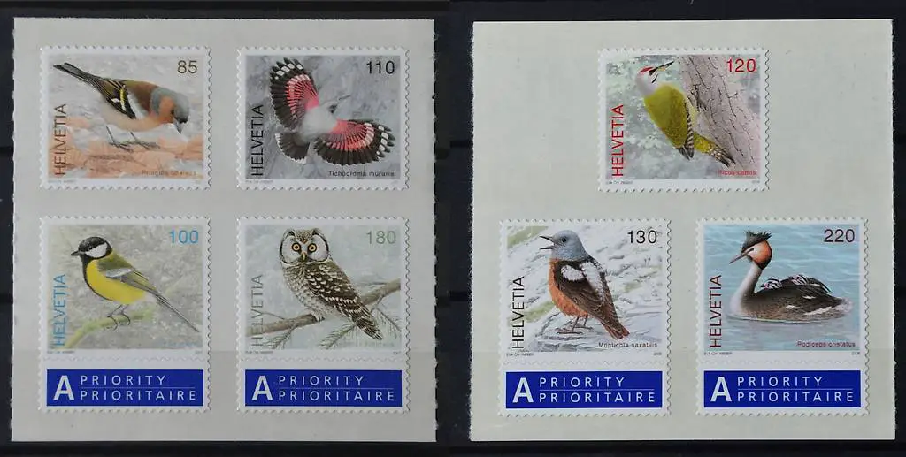 Freimarken 2007 und 2008 einheimische Vögel, postfrisch