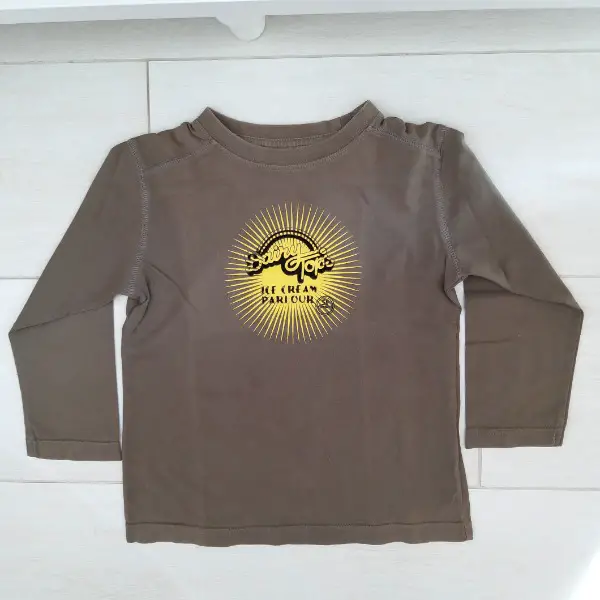 T-shirt kaki à longues manches, taille 104, 4 ans