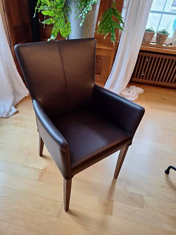 Neuwertige Stühle mit Echtem Leder in Dunkelbraun