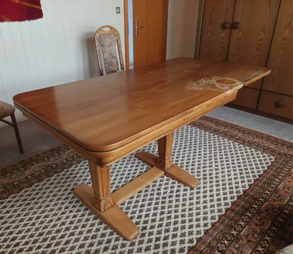 Antiker Massiv-Holz-Tisch 120x85 cm, mit Auszug 210x85 cm