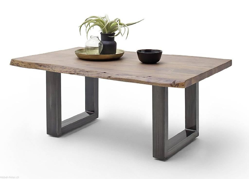 Salontisch Akazie Walnuss mit Baumkante und Kufen