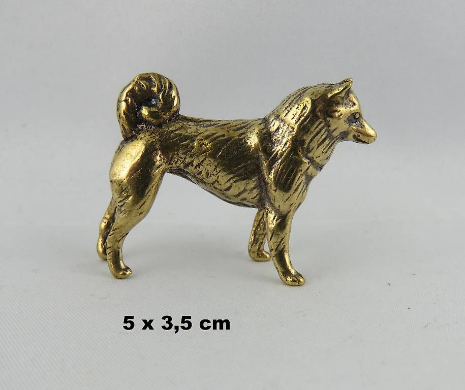 sibirian husky - messing figur - neu - 5x3,5cm