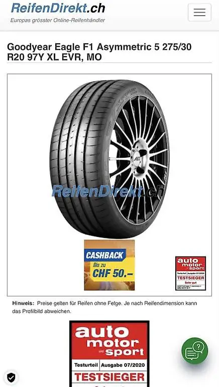 Goodyear Eagle F1, 275/30 R20