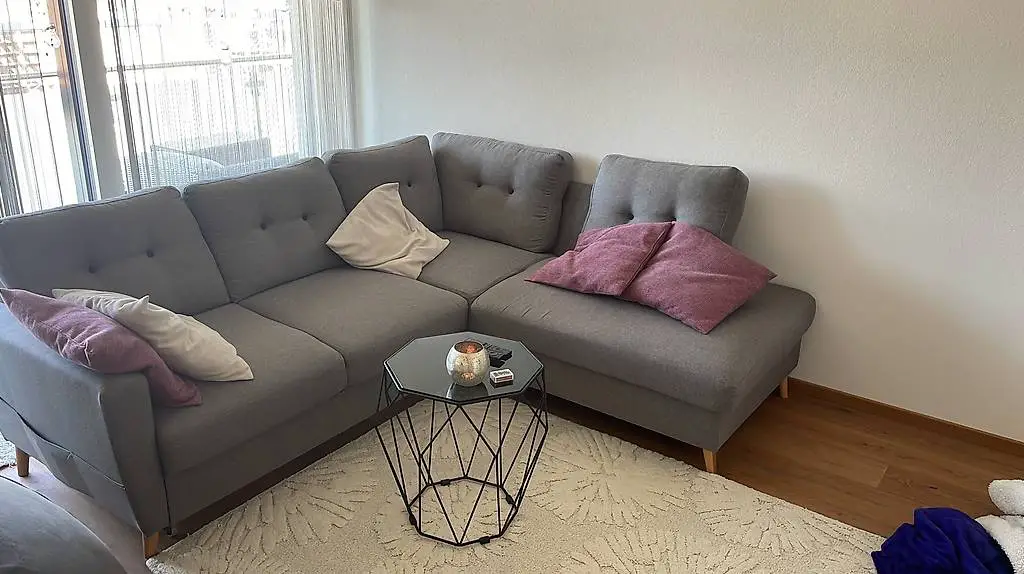 Ecksofa SOLA mit Ottomane - neuwertig, grau