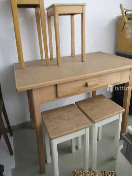  Küchentisch Tanne massiv, von 1950