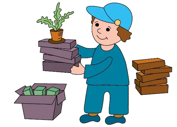 Motivierter Umzugshelfer hilft Ihnen, bitte melden